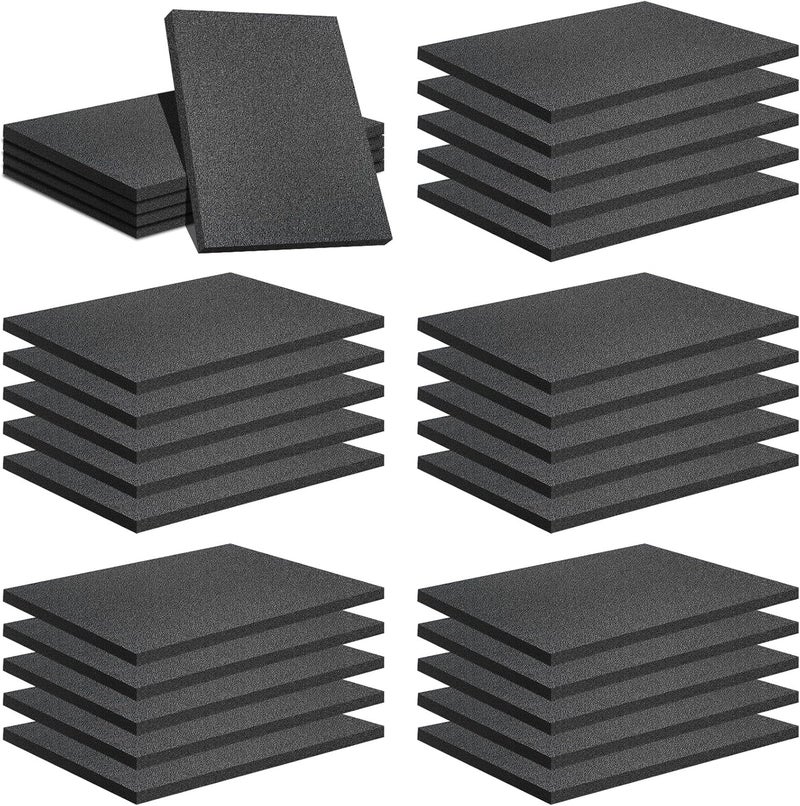TANEMUDO 32 قطعة 12" × 8" × 0.5" صفائح رغوة بولي إيثيلين وسادة رغوة سوداء للتغليف والحرف والتنقل والشحن - Image 1
